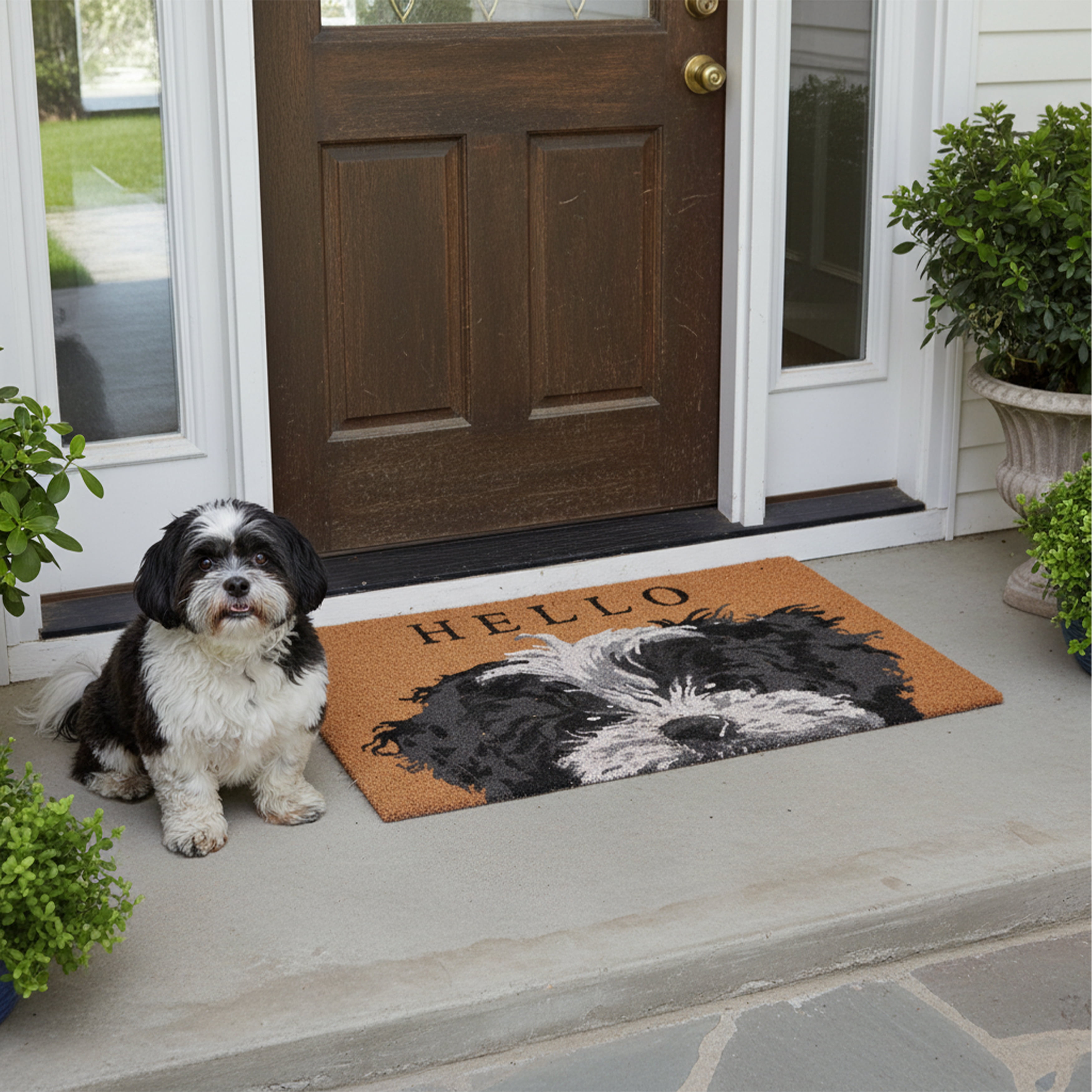 Calloway Mills 109501729 Black and White Shih Tzu Doormat 17