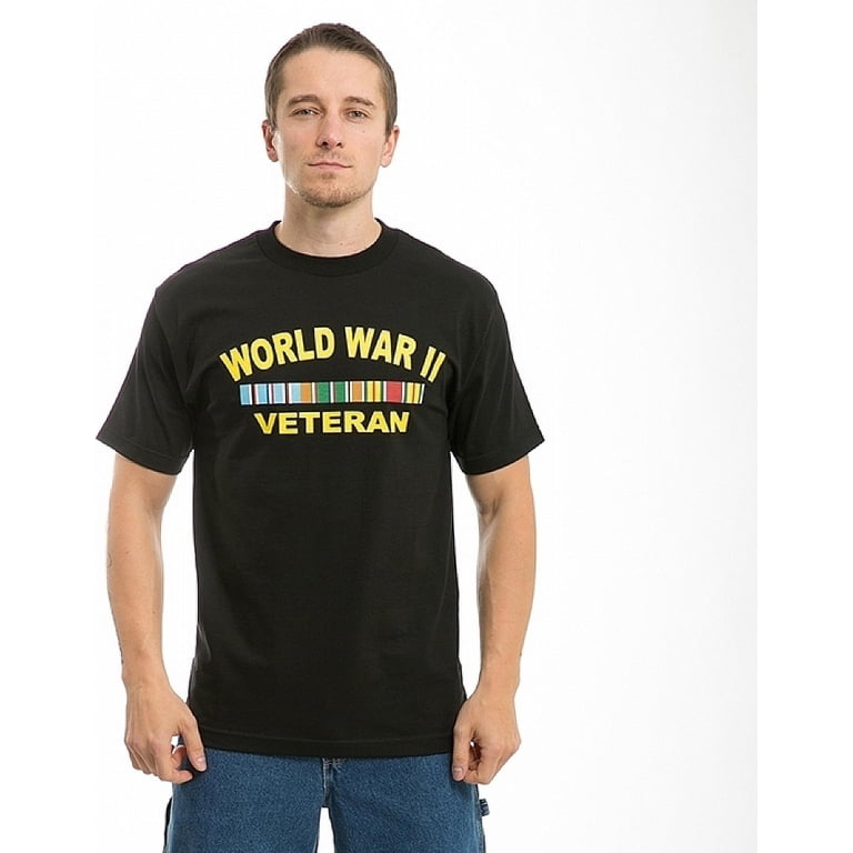 World War 2 Veteran White Pocket T-Shirt - 100% Cotton Medium With Embroidered Design