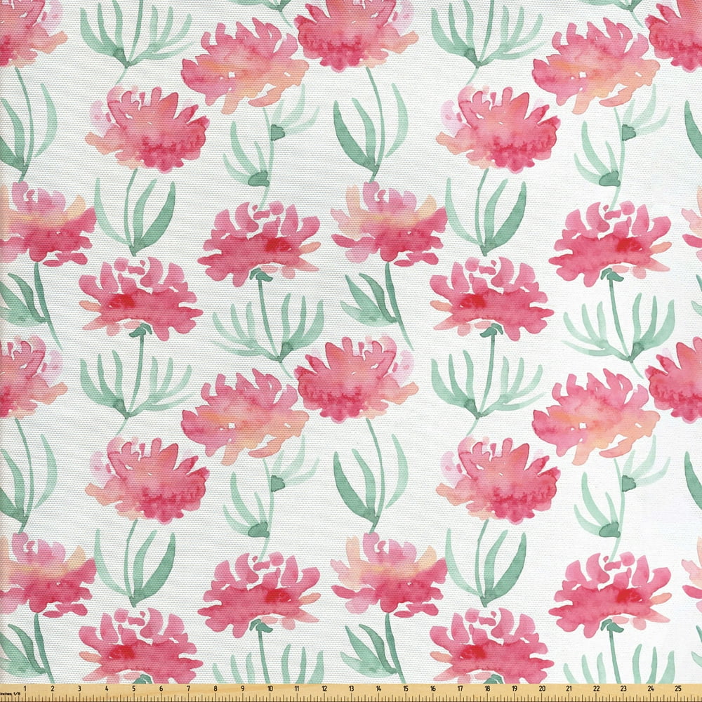 Watercolor Flowers Fabric by The Yard, Fresh Blooms in Blurry Tones