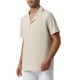 thumbnail image 4 of CAMISAS DE LINO PARA HOMBRE CON COLLAR CAMP, MANGA CORTA, CON BOTONES, CAMISAS DE VERANO PARA PLAYA, M, CAQUI, 4 of 6