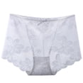 thumbnail image 3 of Bragas de encaje Mujeres Sexy Hollow Seamless Briefs Cintura media Levantamiento de cadera Ropa interior transpirable, Blanco, L sidaley AP001201-01B, 3 of 7