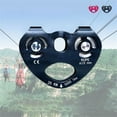 thumbnail image 1 of Zip Line Trolley Double Pulleys Hanging Device Caving Rock Climbing Equipment Tool Rope Fixator 25KN Tandem Wheels Climbing Pulley for Outdoor Use Black, 1 of 9
