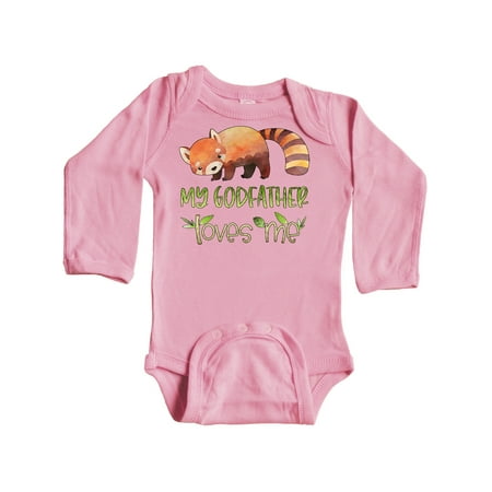 

Inktastic My Godfather Loves Me Cute Red Panda Gift Baby Boy or Baby Girl Long Sleeve Bodysuit