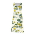 thumbnail image 5 of Viikei Women's Summer Casual T-shirt Dress Sleeveless,Fashion Women's Sleeveless Round Neck Flower Print Fold Snug Beach Cake Dress Yellow L, 5 of 5
