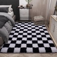 thumbnail image 3 of ZENELESS Checkered Fluffy Area Rugs for Living Room,4x6 Black and White Soft Plush Carpet for Bedroom Bedside Kids Teen Dorm Nursery Home Decor, 3 of 7