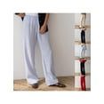 thumbnail image 3 of Yunliwuli Womens Pull On Pants Elastic Waistband Solid Color Wide Leg Loose Casual Comfy Trousers, 3 of 9