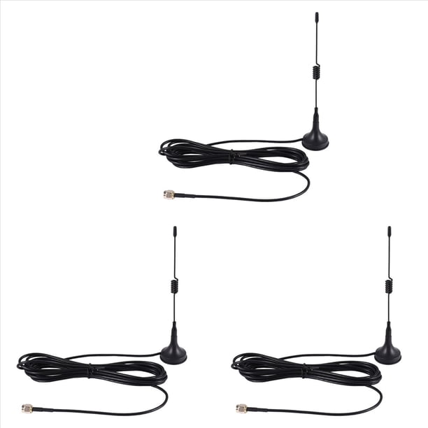 3X Antena GSM de 433 Mhz y 5 Dbi, Conector Macho SMA, Base Magnética para Radioaficionado, con Cable de 3 Metros