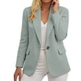thumbnail image 2 of felwors Women's Single Button Suit Autumn Long Sleeved Solid Color Small Suit Jacket Light Green, S, 2 of 6