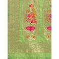 thumbnail image 3 of AlchemicLiving Pista Green Woven Banarasi Silk Dupatta with Thread Work and Zari Motifs - Elegant Animal Print Chunni for Women and Girls - Size: 1M x 2.5M, 3 of 3