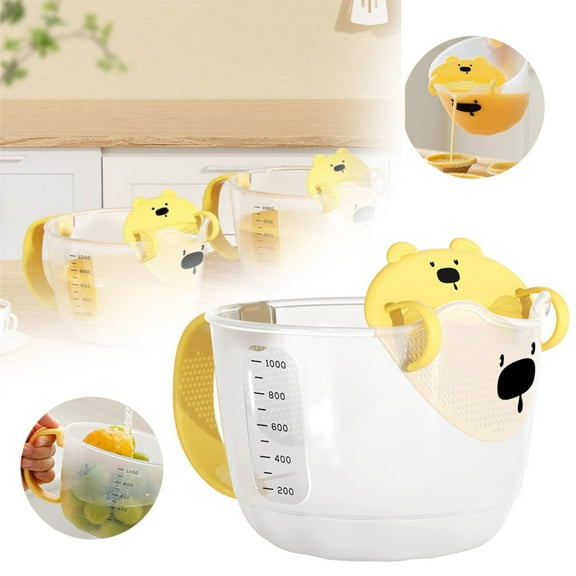 Clearance Drain Rack under $5,Mixing Bowls With Handle Egg Beating Bowl With Pour Spout And Filter Egg Whisking Bowl Plastic Measuring Cup For Kitchen Mix Cook Bake Prep