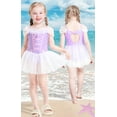thumbnail image 3 of One Piece Swimsuit for Toddler Girls Purple Princess Swimming Costume Bathing Suit Kids 3-7 Years, 3 of 7