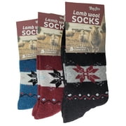 Women's Lamb Wool Crew Socks, Thermal Warm Cozy Soft, Comfortable & Colorful Socks, 3-Pack