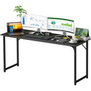 CL.HPAHKL 63 inch Computer Desk, Modern Home Office Desk with Metal Frame & Wood Tabletop, Simple Style Writing Study Work Table PC Desk for Home Bedroom, Black