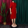 thumbnail image 5 of AURA Plus Size Women Pleated High Waist Midi Dress Half Turtleneck Button Elegant Autumn Dress, 5 of 8