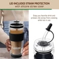 thumbnail image 6 of Tupkee Glass Straw Lid Black Double Wall Glass Tumbler, 14oz & 8oz Hand Blown Glass Travel Mug, 6 of 7
