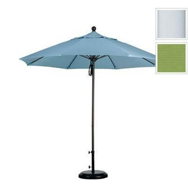 California Umbrella ALTO908170-SA21 9 Ft. Poulie en Fibre de Verre Marché Ouvert Parapluie - Blanc Mat et Pacifica-Palm