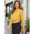 thumbnail image 4 of DARING DIVA Women's Frayed Button Up Washed Cropped Denim Jackets XL Mustard, 4 of 6
