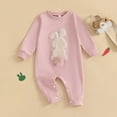 thumbnail image 2 of YABCSAZ Toddler Baby Easter Romper Long Sleeve Bunny Graphic Kids Jumpsuits Casual Loose Pllover Button Open Pants Boys Girls Unisex Pajama Infant Newborn Baby outfits Size 6 Month, 2 of 9