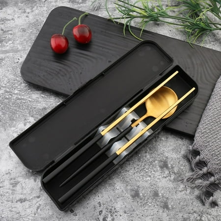 

GLFILL Portable Travel Camping Lunch Box fork Spoon Chopsticks Stainless Steel Cutlery