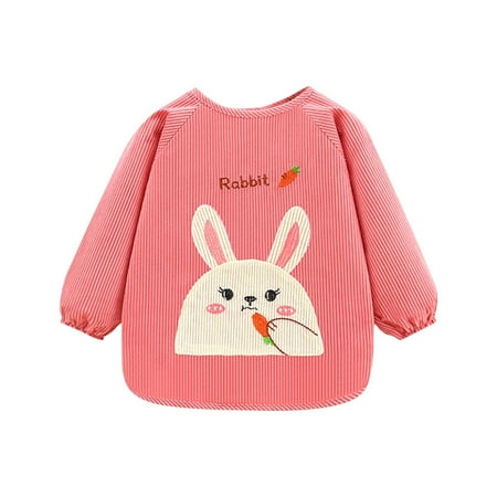 

Mess Proof Baby Bib Waterproof Toddler and Baby Apron Bib Long Sleeve Baby Bib Children s Apron Dirt Proof Reverse Wearing Corduroy Baby Bib Pink 6 Years