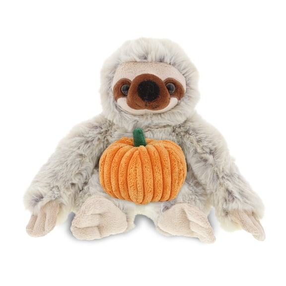 DolliBu Super Soft Plush Sloth Stuffed Animal with Pumpkin Decor - Pumpkin Plush Animal for Fall, Halloween and Thanksgiving, Pumpkin Toy for Baby, Kids, Adults - 7.5 Inches