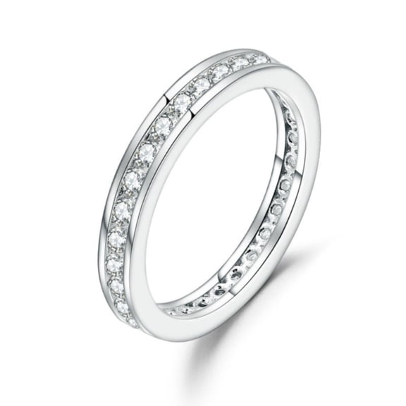 Moissanite Milgrain Wedding Band, 925 Sterling Silver Full Eternity Wedding Band