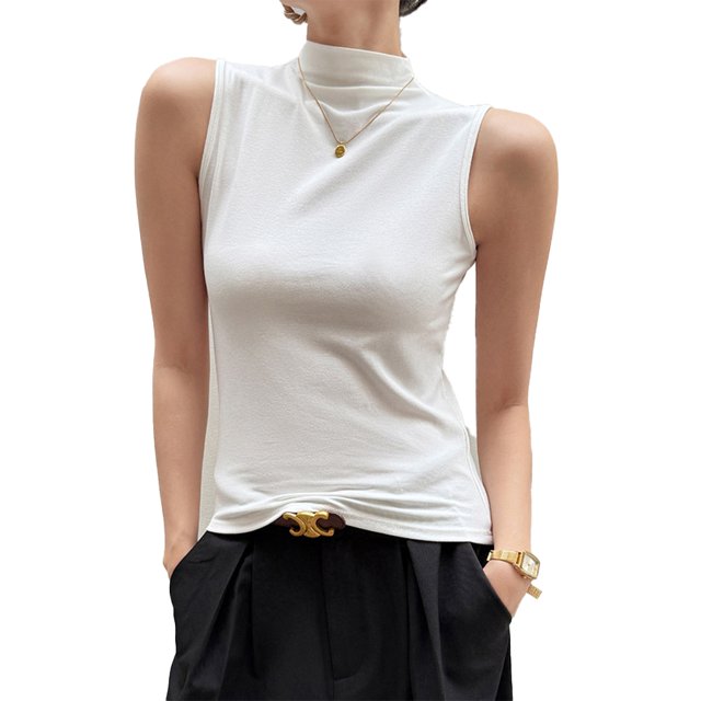 KYAIGUO Womens Sleeveless Tank Tops Summer Knit Slim Fitted Blouse Side Ruched Basic Tees Shirts S-3XL