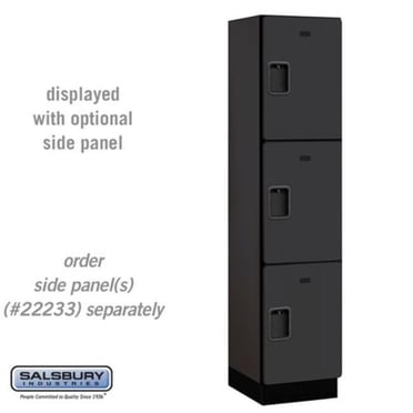 Salsbury Industries 18-23168BLK 18 in. Wide Triple Tier Designer Wood Locker, Black - 1 x 6 ft. x 18 in.
