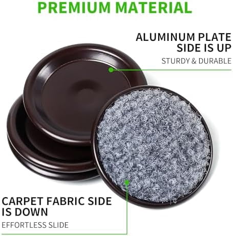1 5/8" Round Carpet Bottom Furniture Caster Cups, Reusable Furniture Sliders for Hardwood Floors,Felt Furniture Pads Coasters to Protect Tile or Laminate Floors from Scratches, Brown/Gray (24 Pack)