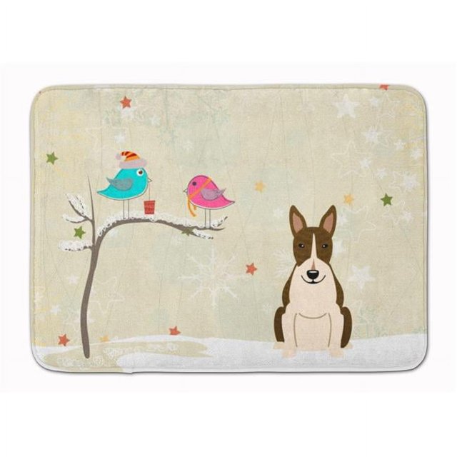 Carolines Treasures BB2608RUG Christmas Bull Terrier Dark Brindle Machine Washable Memory Foam Mat