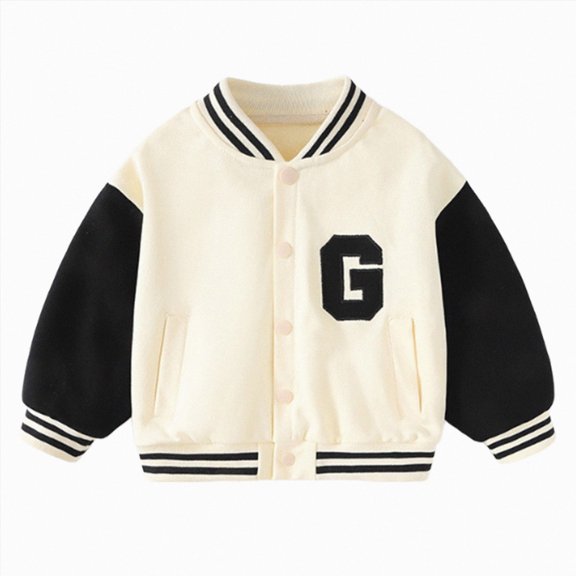 WUANDIXFA Boys Bomber Jacket 3 6 12 18 24 Months 3T 4T 5T Boys Outerwear Fall Winter Baseball Clothes Girls Casual Cotton Jackets,White,18-24 Months