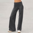 thumbnail image 2 of CHIUNL Straight Leg Yoga Pants for Women, High Waisted Pocketless Tummy Control Leggings, Minimalist Buttonless Wide Leg Lounge Pants for Office (Dark Gray M), 2 of 8