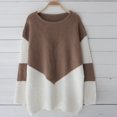 thumbnail image 2 of Women Long Sleeve Crew Neck Pullovers Stitching Color Loose Knitted Sweaters, 2 of 7