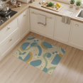 thumbnail image 2 of ODIKA 3'x5' Beige Blue Abstract Geometric Circles Washable Accent Rug Contemporary Curved Shapes Artistic Design With Flowing for Bedside, Nursery Room, Pet Friendly & Non-Shedding, 2 of 7