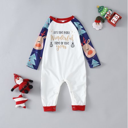 

Long Romper Sleeve Christmas Merry Family Clothes Prints Jumpsuit Baby