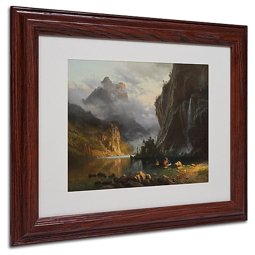 Trademark Fine Art "Indians Spear Fishing" Canvas Art by Albert Bierstadt, Wood Frame