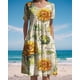 thumbnail image 3 of Vestido Medlor para mujer, bohemio, manga corta, estampado floral 2025, 3 of 6