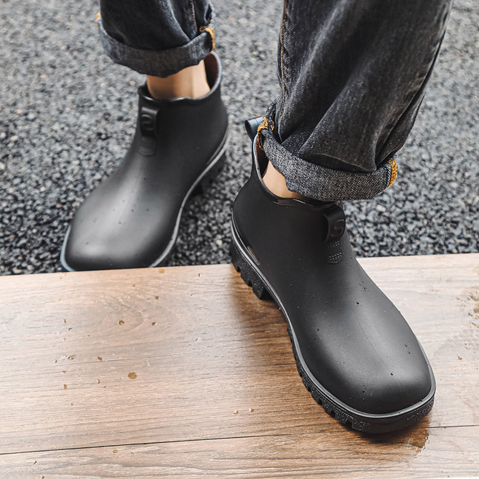 Mzoazpie Women's Rain Boots, Waterproof Non- Ankle-High Boots, Solid Color Print Unisex Shoes Outdoor