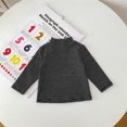 thumbnail image 2 of Hjtefg Kids' Semi-Turtleneck Tee - Korean Style Striped Long Sleeve Blouse, Cozy Winter Base Layer,Color: Black Size: 12-18 Months, 2 of 6
