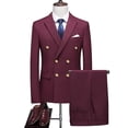 thumbnail image 6 of 2023 Fashion  Men‘s Leisure Boutique Double Breasted Solid Color Suit 2 Piece Set Drees Blazers Jacket Pants Trousers Two Pcs, 6 of 7