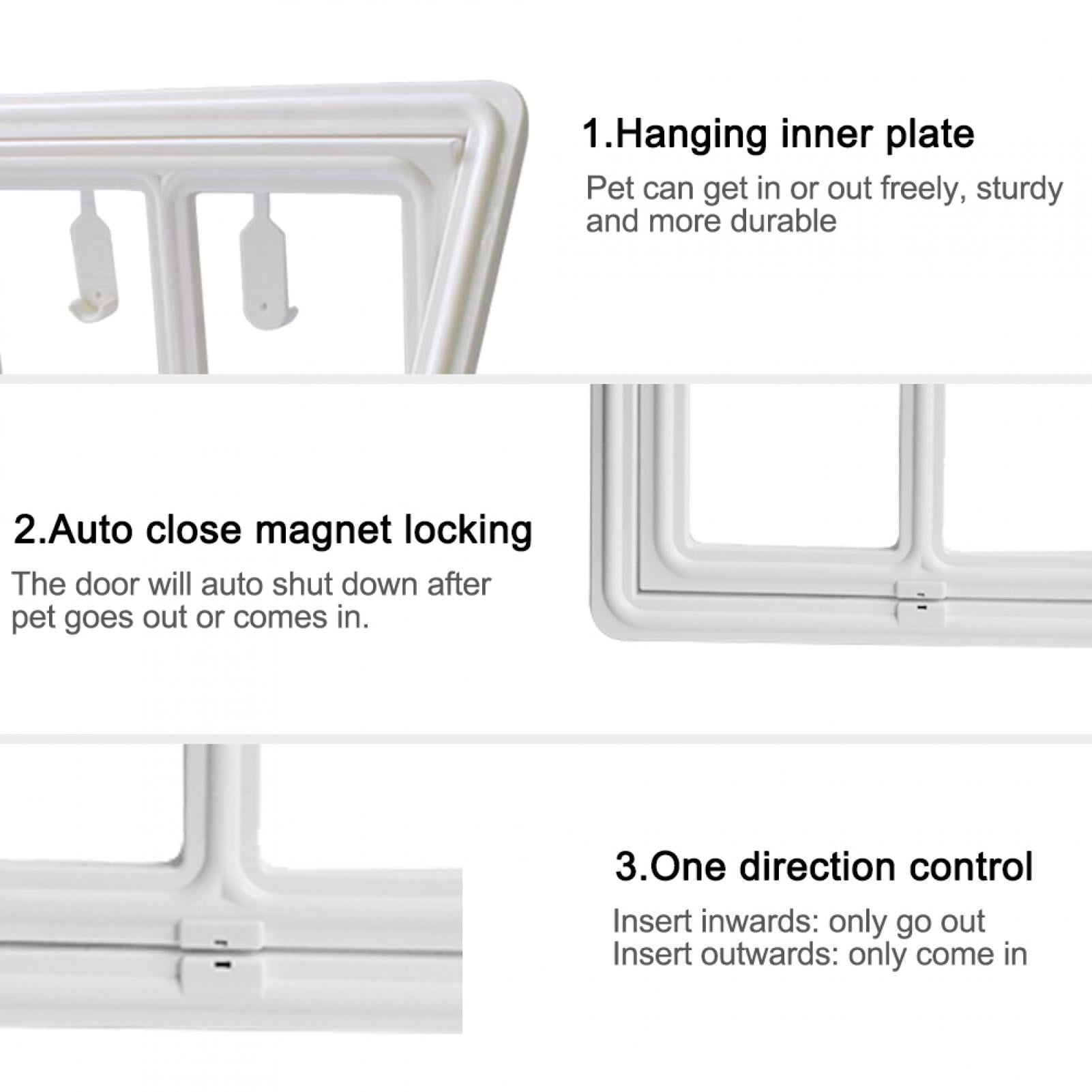 BIMZUC Plastic Pet Dog Puppy Cat Door Magnetic Locking Safe Flap for Screen Window Gate, Large White, 18.11 inches / 46 cm, Easy Installation, Perfect Home Protection Pet Accessory