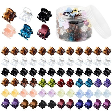 Mini Hair Claw Clips for Girls and Women, Funtopia 72 Pcs Small Hair Clips for Kids Fine Hair, Non Slip Tiny Jaw Clips, Plastic Hair Clamp Pins, Hair Accessories in Black Brown, (Assorted Colors)