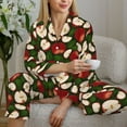 thumbnail image 6 of Daiia Red Fruit for Women's Long-Sleeved Pajama Set – Soft & Comfortable Sleepwear Button-Up Pajamas Cozy Lounge Wear-Small, 6 of 7