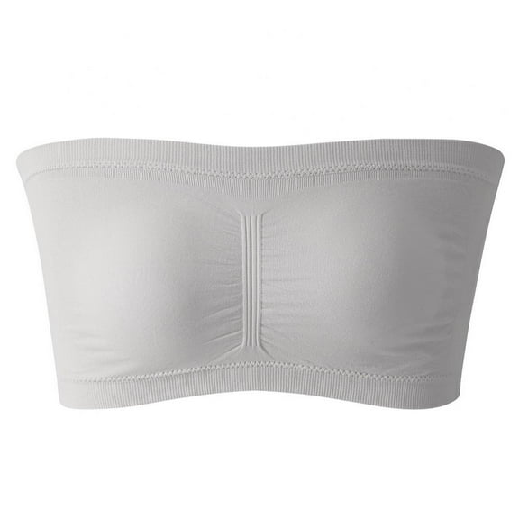 LAST CLANCE SALE! Women Bandeau Bra Padded Strapless Brarette Bra Seamless Bandeau Tube Top Bra, Gray, 40/90CD,42/95AB