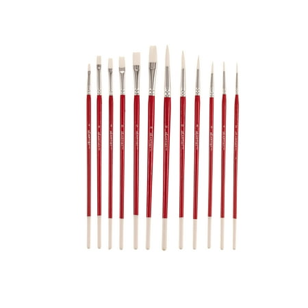 UPC: 0850036052029 | Hello Artist! 12 Piece Long Handle White Taklon Flats & Rounds