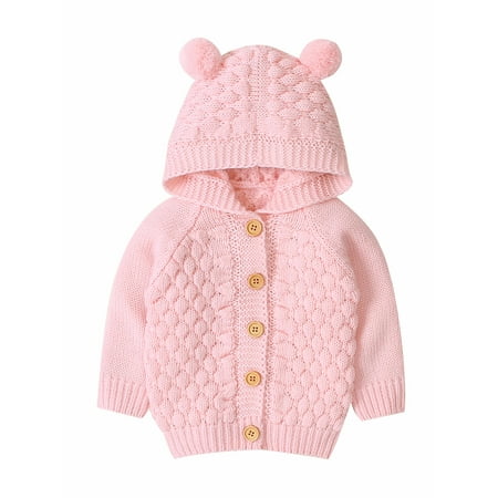 

Toddler Baby Kids Boy Girls Knitted Coat Jacket Ear Hooded Outwear Winter Blouse