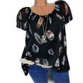 thumbnail image 4 of PENGXIANG T-Shirt à Manches Courtes Imprimé Col en V Ample d'Été pour Femmes, 4 of 5