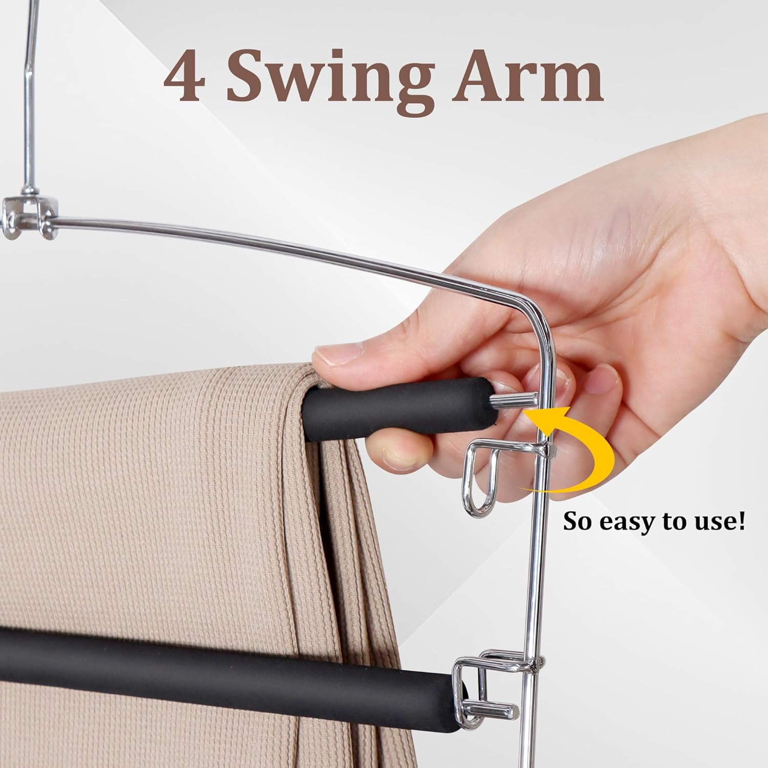 Manss Pants Hangers, Set of 4, 5 Tiers Non-Slip Skirt Hangers, Clothes Hangers with Swing Arm,Space Saving Pants Organizers, for Closet,Black