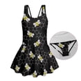 thumbnail image 5 of Xoenoiee Bee Honeycomb Print Girls' Sleeveless Swim Dress with Ruffle Skirt, UPF 50+ Sun Protection One-Piece Swimsuit Quick Dry Swimwear for Beach Pool Play, Size 10-11 Years, 5 of 7
