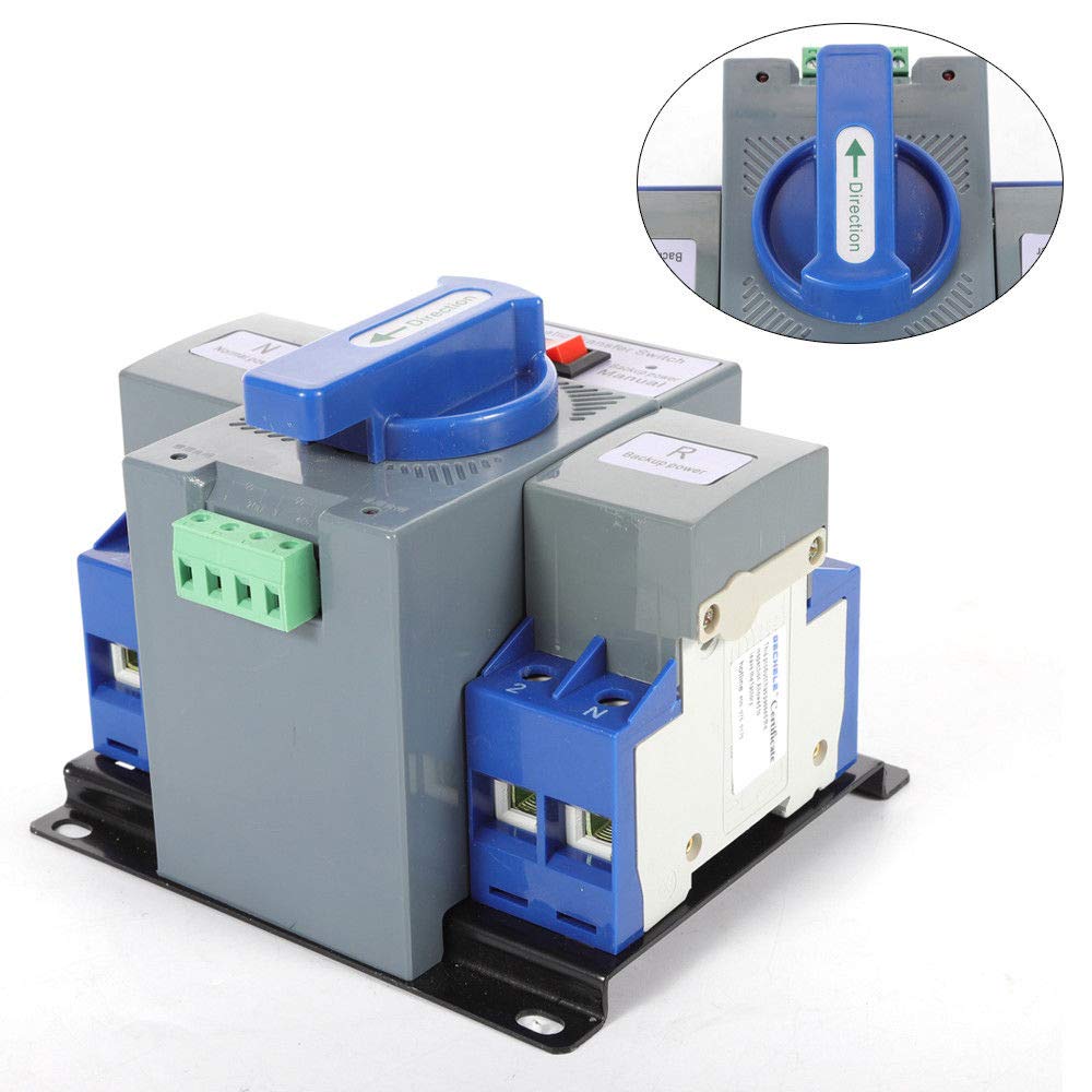 Miumaeov 2P/ 4P Dual Power Automatic Transfer Switch 63A Fit Generator Changeover Switch